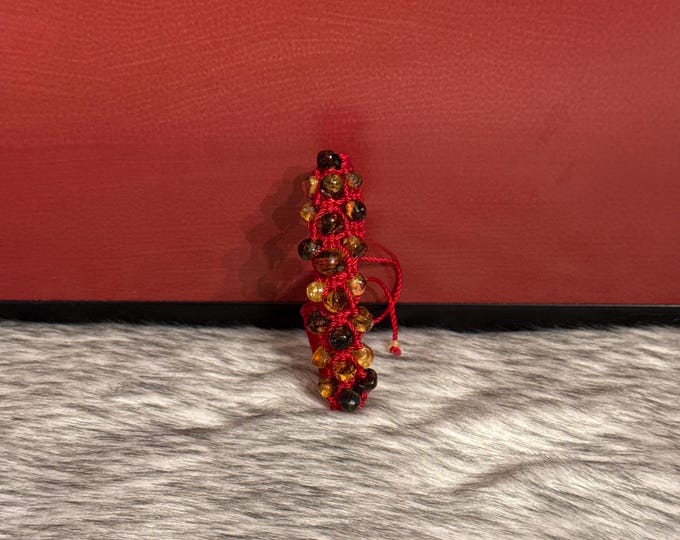 Adjustable macrame style bracelets with amber