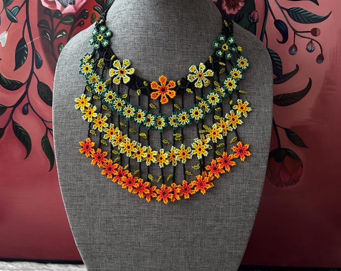 Floral-inspired necklace, earring, and bracelet set
