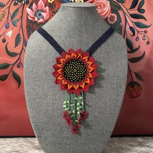Mexican Sunflower Necklace, Earrings and Bracelet Set