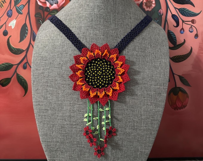 Mexican Sunflower Necklace, Earrings and Bracelet Set