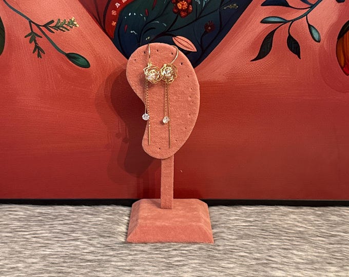 Long Crystal Flower Earrings