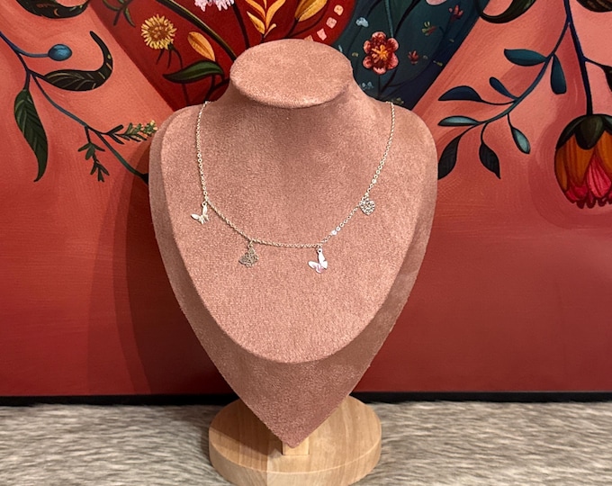 Silver Butterfly Choker Necklace