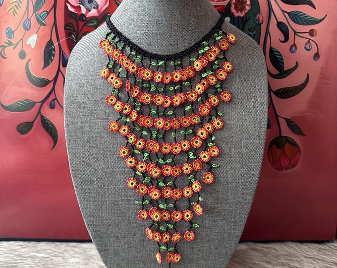 Bell flower necklace and earring set
