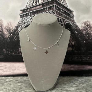 Silver butterfly choker necklace