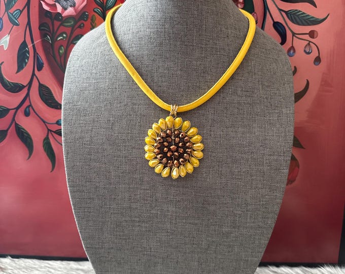 Sunflower necklace and earring set