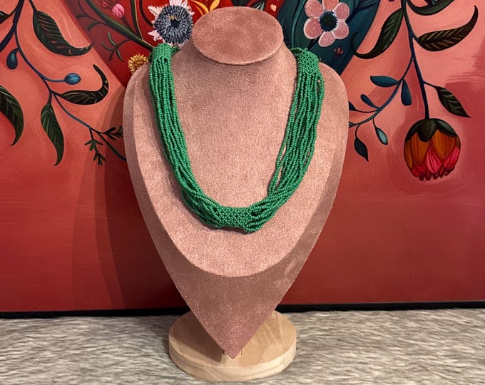 Beaded necklace set with bracelet and earrings