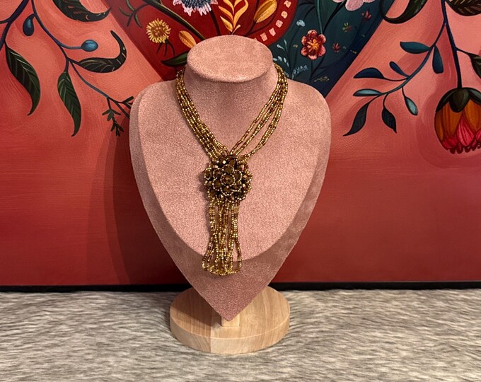 Flower button necklace with earrings and bracelet set