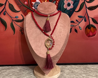 Crystal necklace set with bracelets and earrings