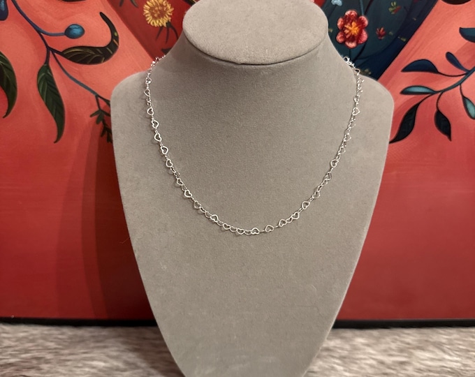 Heart Choker Necklace in 925 Sterling Silver