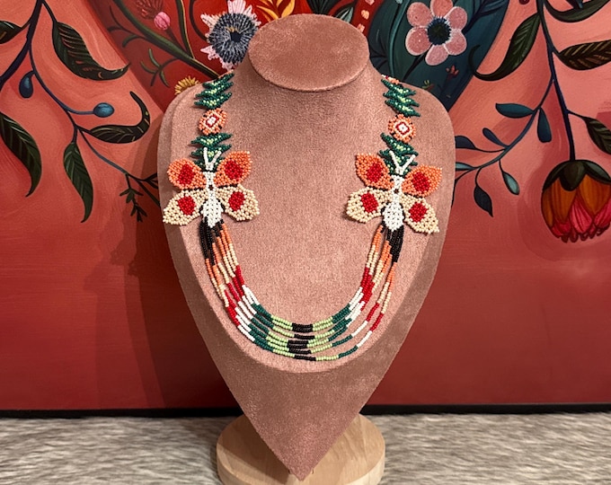 Handmade butterfly necklace and earring set