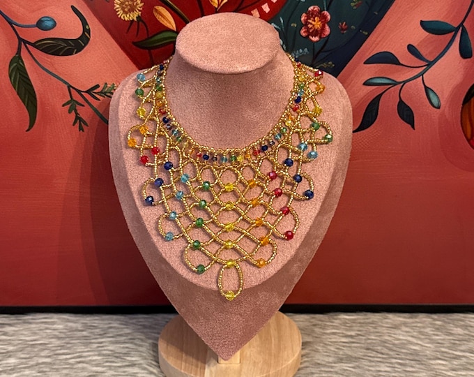 Crystal net necklace