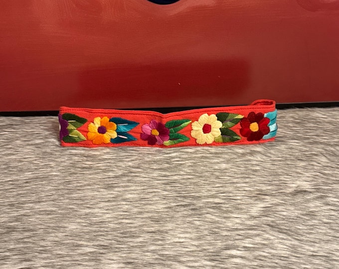 Embroidered flower headband