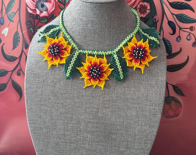 3 flower necklace set with earrings and bracelet