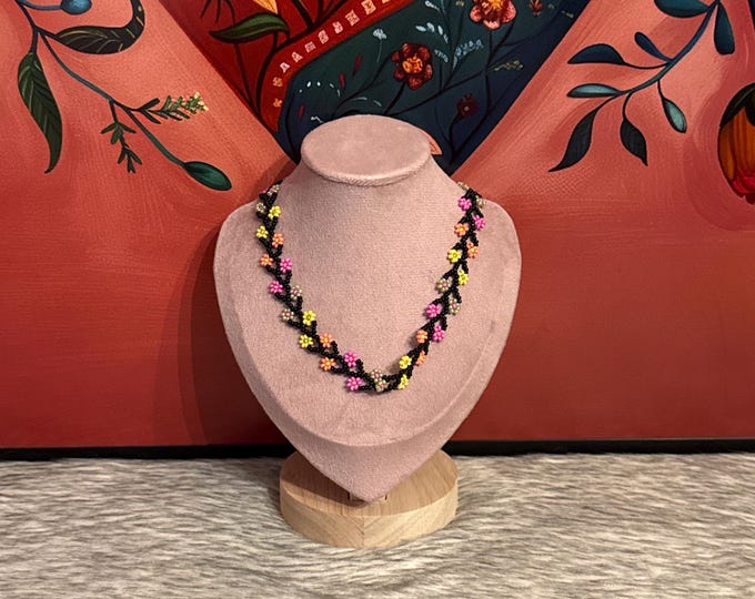 Floral choker set with earrings and bracelet