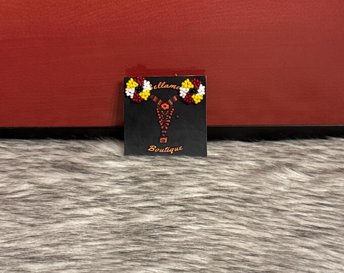 Beaded and crystal stud earrings