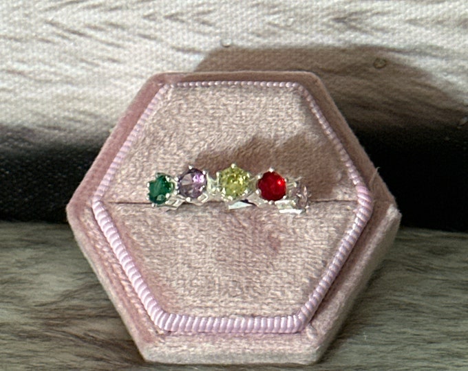 Multicolor ring in 925 silver size 7