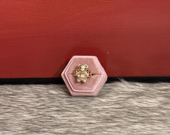 Teddy bear ring size 5 adjustable