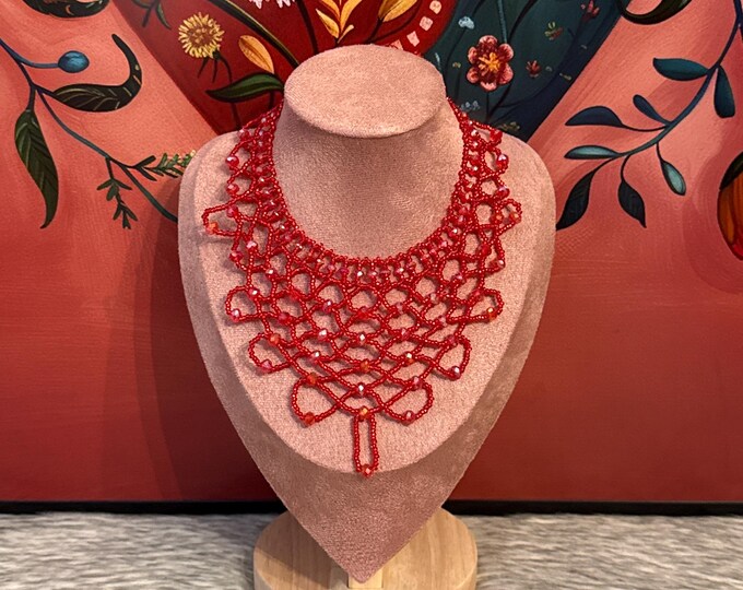 crystal net necklace