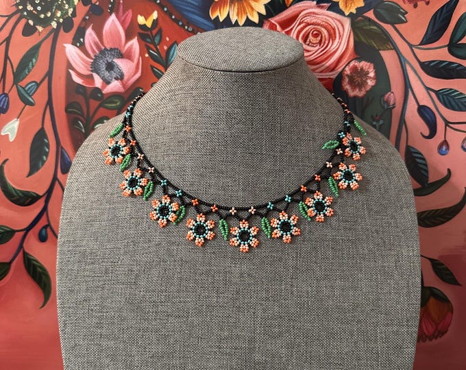 Rainbow style choker with earrings and bracelet