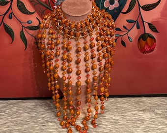 Maxi necklace with barrel waterfall and earrings
