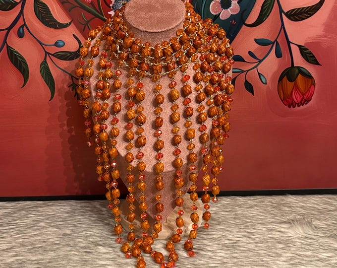 Maxi necklace with barrel waterfall and earrings