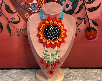 Mexican Sunflower Necklace, Earrings and Bracelet Set