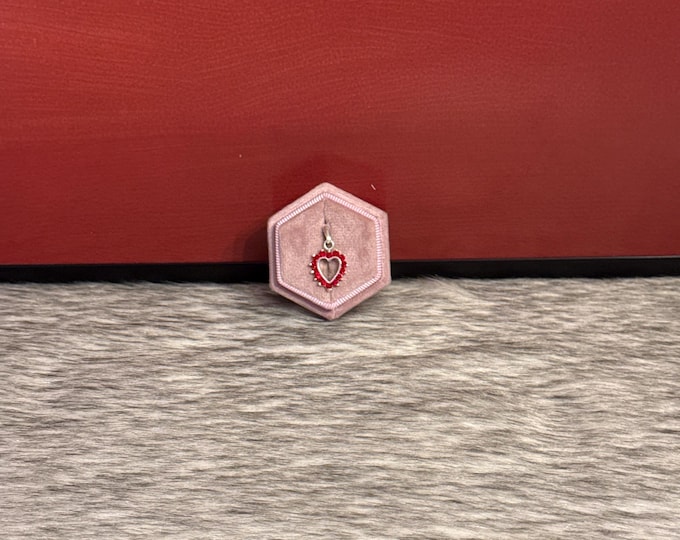 Red heart pendant in 925 silver