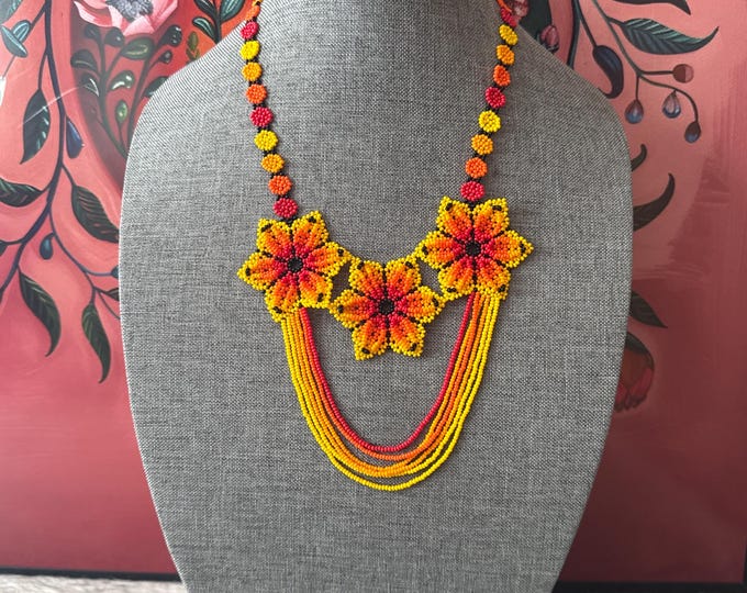 3 flower necklace and earring set