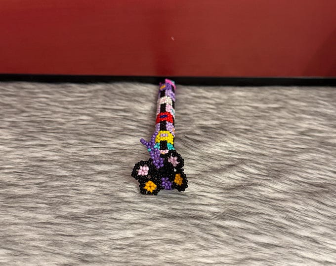 Pencil case with handmade embroidered cover