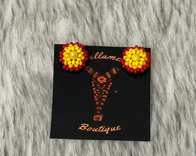 Bead and crystal buckle earrings