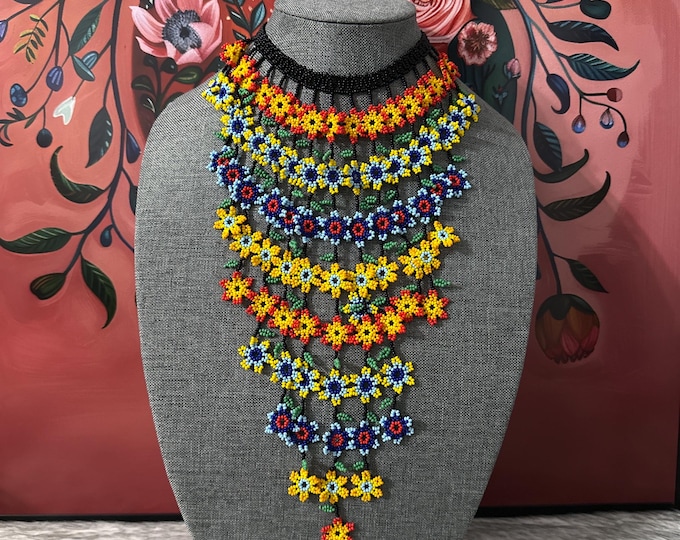 Flower cascade necklace set with earrings