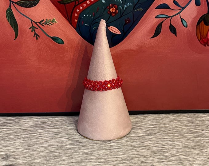 Braided crystal and bead bracelet