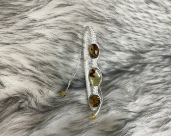 Woven bracelet macramé style with amber