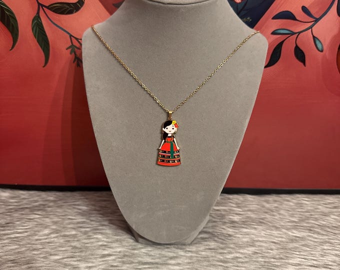 Necklace with Mexican doll pendant