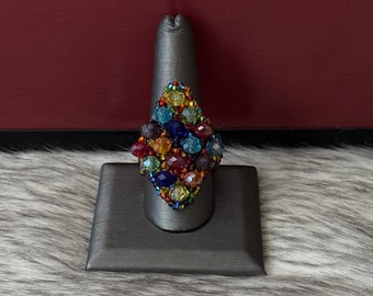 Crystal rhombus ring