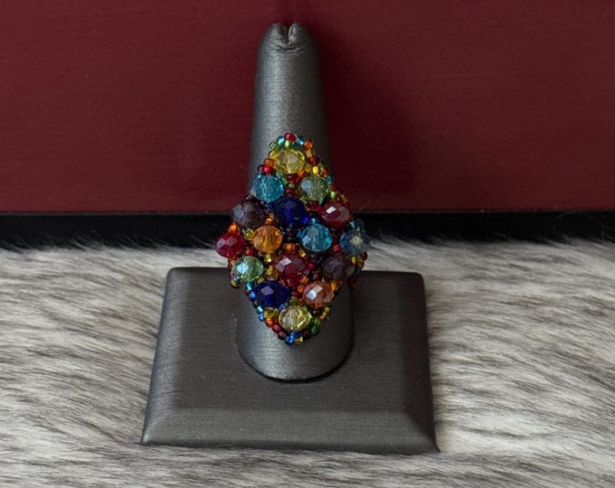 Crystal rhombus ring