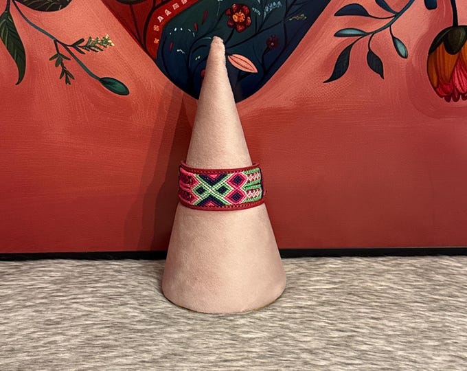 leather bracelets with embroidery