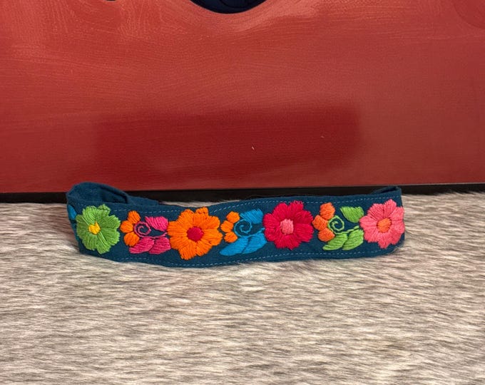 Embroidered flower headband