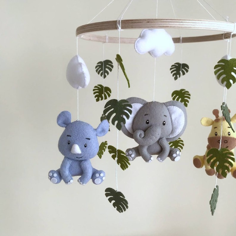 Safari baby mobile Jungle nursery decor African animals mobile elephant hanging mobile Gender neutral baby gift