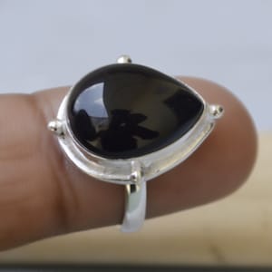 Natural Black Onyx 925 Sterling Silver, 14K Yellow Gold Fill, 14K Rose Gold Fill Ring, July Birthstone Onyx Statement Wedding Gift Ring