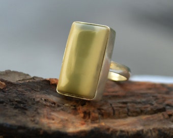 Rhyolith Regenwald Jaspis Ring: Sterling Silber, Gold Fill Statement Ring