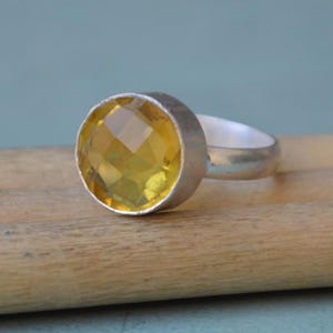 Round Rose Cut Citrine Quartz Ring, 925 Sterling Silver Yellow Plated, Rose Gold Plated Gold Ring, Yellow Citrine Quartz Ring jewelry
