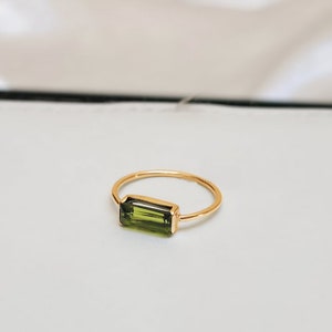 Peridot Stacking Ring: Green Gemstone, 14K Gold Fill, Sterling Silver