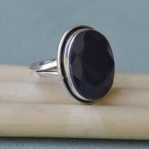 Sapphire Ring, Natural Oval Faceted Blue Sapphire Gemstone Ring, 925 Sterling Silver, 18K Yellow Gold Fill, Rose Gold Fill Ring Jewelry