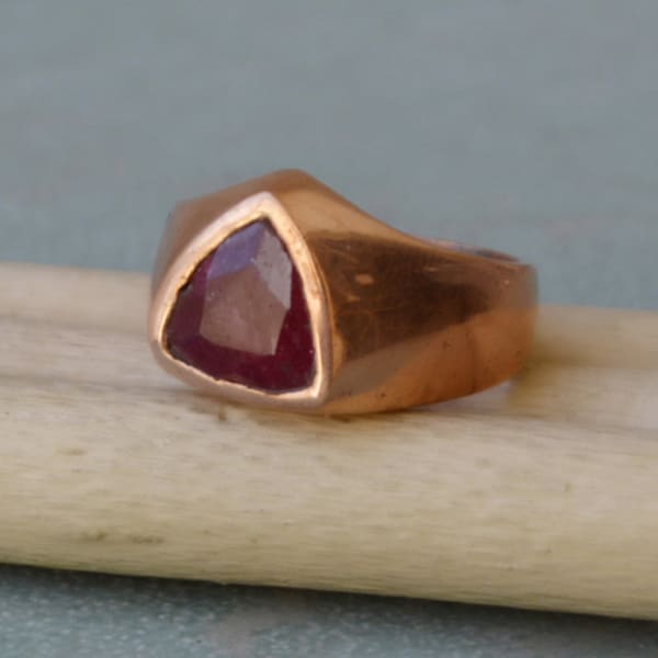 Triangle Shape Red Ruby Ring, Raw Red Natural Ruby 925 Sterling Silver, Rose Gold Plated, Yellow Gold Plated Ring, Birthstone Ring