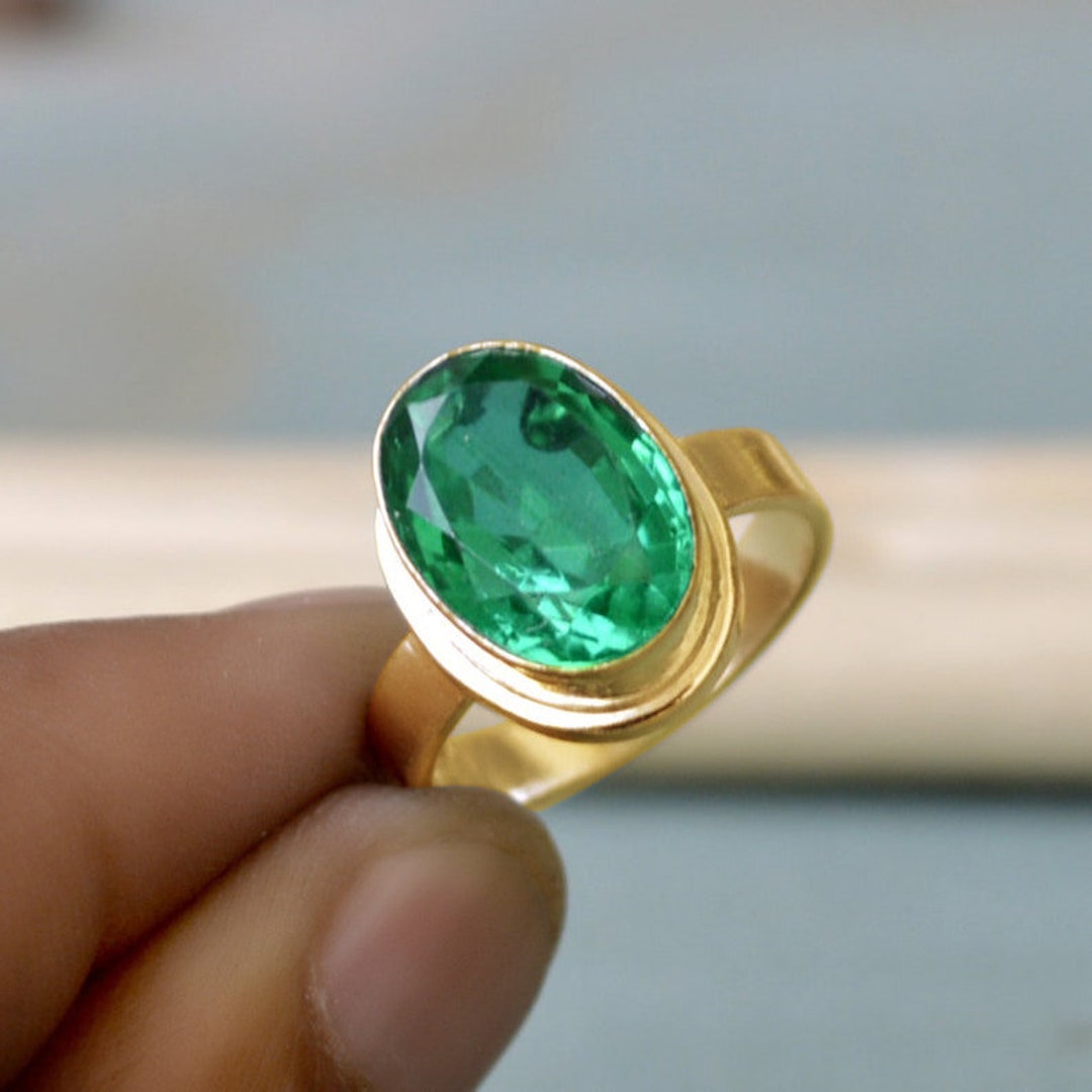 Genuine Emerald Sterling Silver Ring For Women - Customizable Birthstone, Sizes 5-12 - View #11