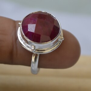 Natural Raw Red Ruby 925 Sterling Silver, 14K Yellow Gold Fill, 14K Rose Gold Fill Ring, July Birthstone Wedding Gift Dainty Ring Jewelry