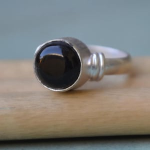 December Birthstone Black Onyx 925 Sterling Silver, 14K Yellow Gold Fill, 14K Rose Gold Fill Ring, Statement Dainty Artisan Gift Ring