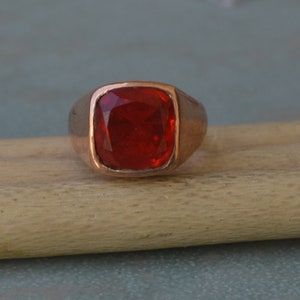 Cushion Cut Rubellite Garnet 925 Sterling Silver, 14K Yellow Gold Fill, Rose Gold Fill Ring, Signet Personalized Ring