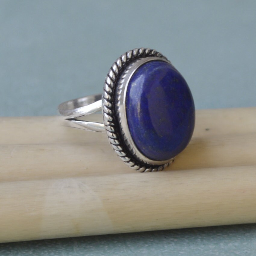 Anello Donna Argento 925 Con Pietra Lunare Ovale, Corniola, Onice E Lapislazzuli - Fatto A Mano - Taglia 23